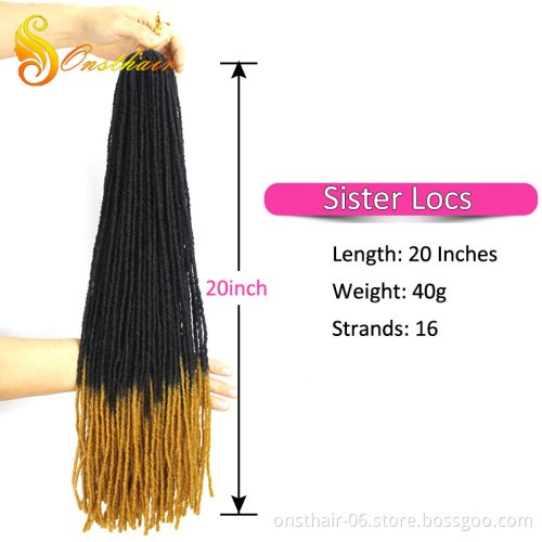 Sister Locks Afro Crochet Braids Color 20 Inch Blonde Brown Bug Synthetic Hair for Women Faux Locs Crochet Hair